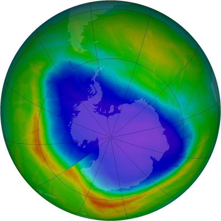 Antarctic ozone map for 06 October 2010